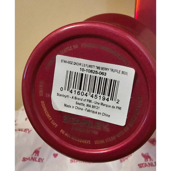 STANLEY 40 oz. BERRY TRUFFLE Flowstate Quencher H2.0 Travel Tumbler - NEW In Box - Picture 3 of 7